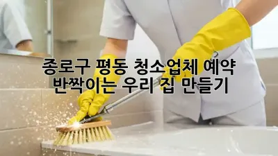 종로구 평동 청소업체 예약✨ 반짝이는 우리 집 만들기!